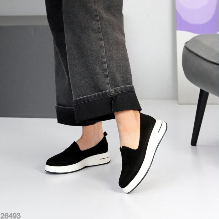 Мокасини жіночі натуральна замша чорні 36,37,38,39,40,41р