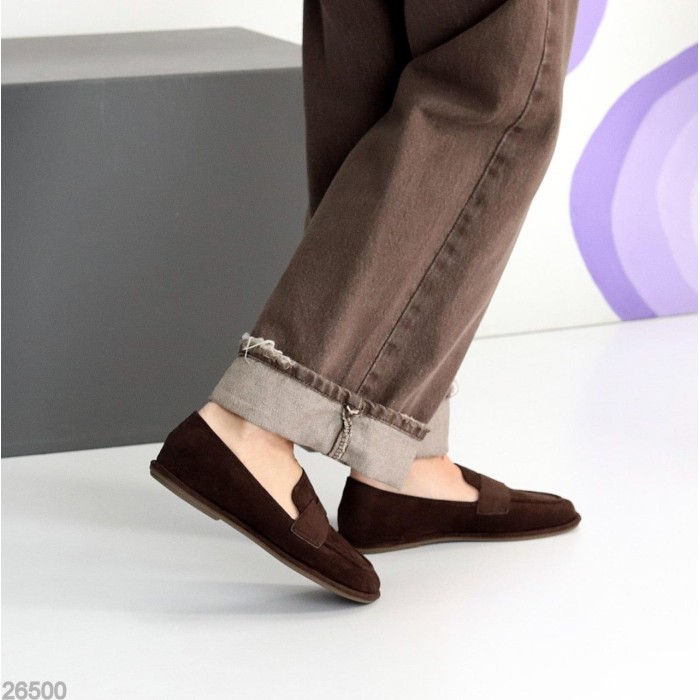 Мокасини жіночі еко-замша колір-шоколад 36,37,38,39р