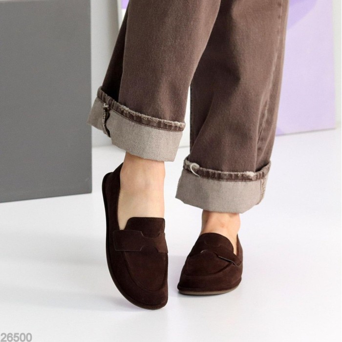 Мокасини жіночі еко-замша колір-шоколад 36,37,38,39р