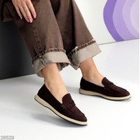 Лоферы женские эко-замша цвет-шоколад 36,38,39,40р