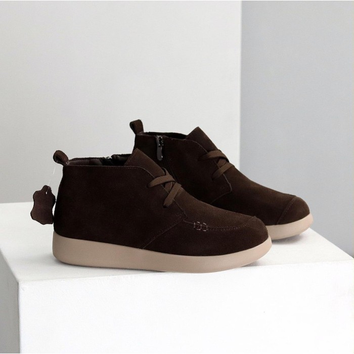 Черевики жіночі натуральна замша колір-шоколад демі 36р