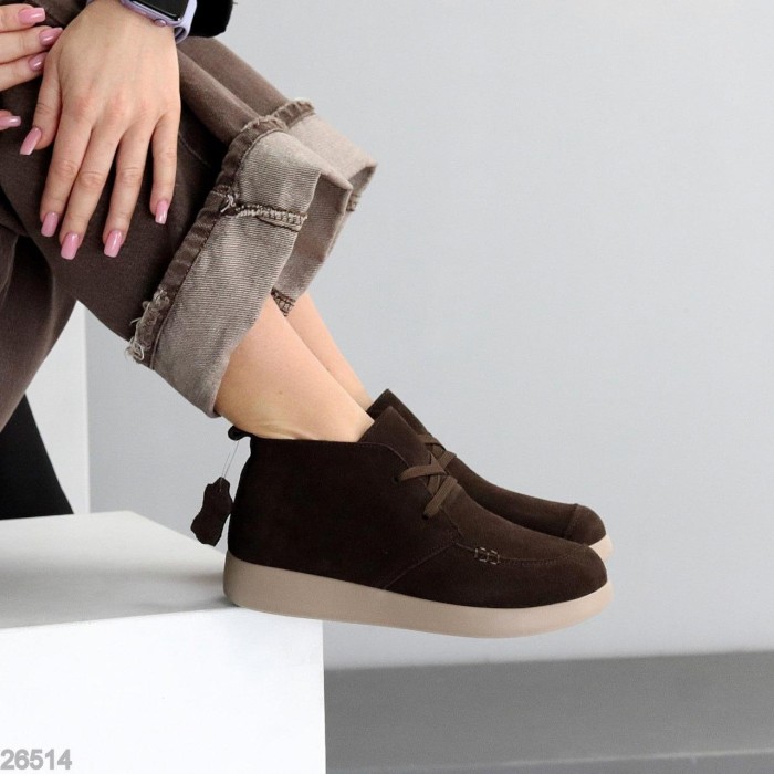 Черевики жіночі натуральна замша колір-шоколад демі 36р