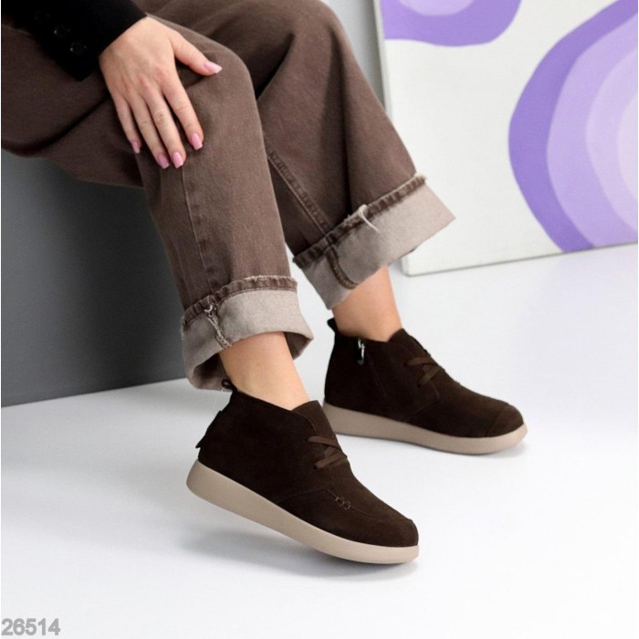 Черевики жіночі натуральна замша колір-шоколад демі 36р