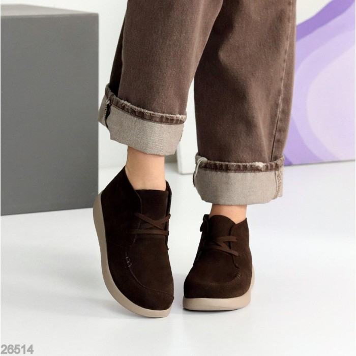 Черевики жіночі натуральна замша колір-шоколад демі 36р