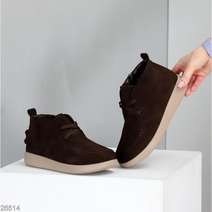 Черевики жіночі натуральна замша колір-шоколад демі 36р