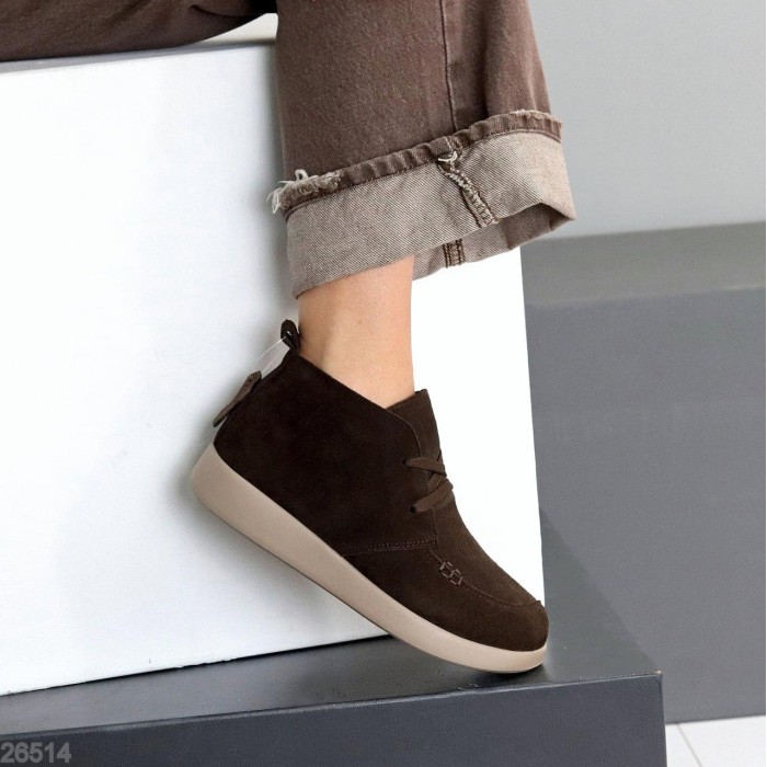 Черевики жіночі натуральна замша колір-шоколад демі 36р