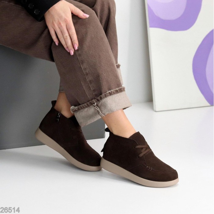 Черевики жіночі натуральна замша колір-шоколад демі 36р