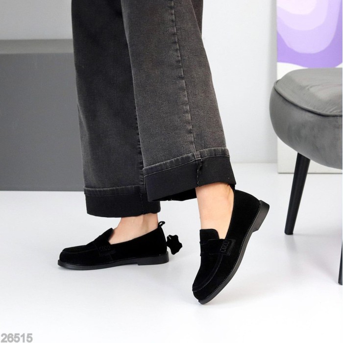 Мокасини жіночі натуральна замша чорні 36,38,40р