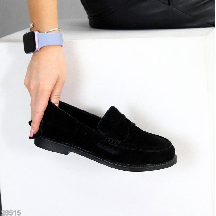 Мокасини жіночі натуральна замша чорні 36,38,40р