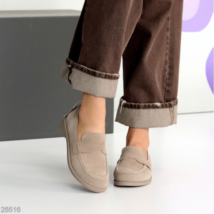 Мокасини жіночі натуральна замша беж 36,37,38,39,40,41р