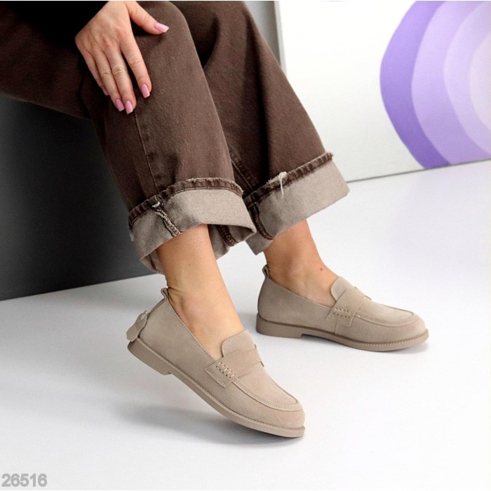 Мокасини жіночі натуральна замша беж 36,37,38,39,40,41р