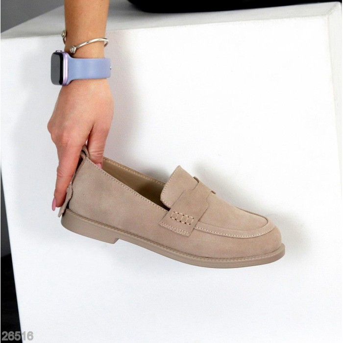 Мокасини жіночі натуральна замша беж 36,37,38,39,40,41р