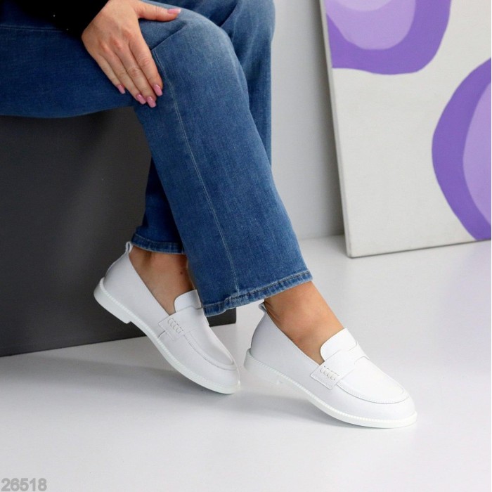 Мокасини жіночі натуральна шкіра білі 37,38,39,40,41р