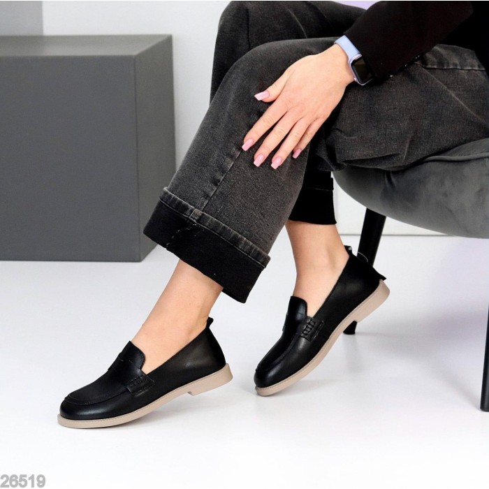 Мокасини жіночі натуральна шкіра чорні 36,37,38,39,40р