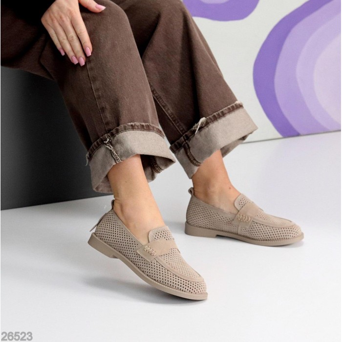 Мокасини жіночі натуральна замша беж 36,37,38,39р