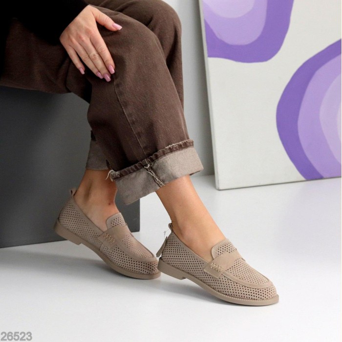 Мокасини жіночі натуральна замша беж 36,37,38,39р