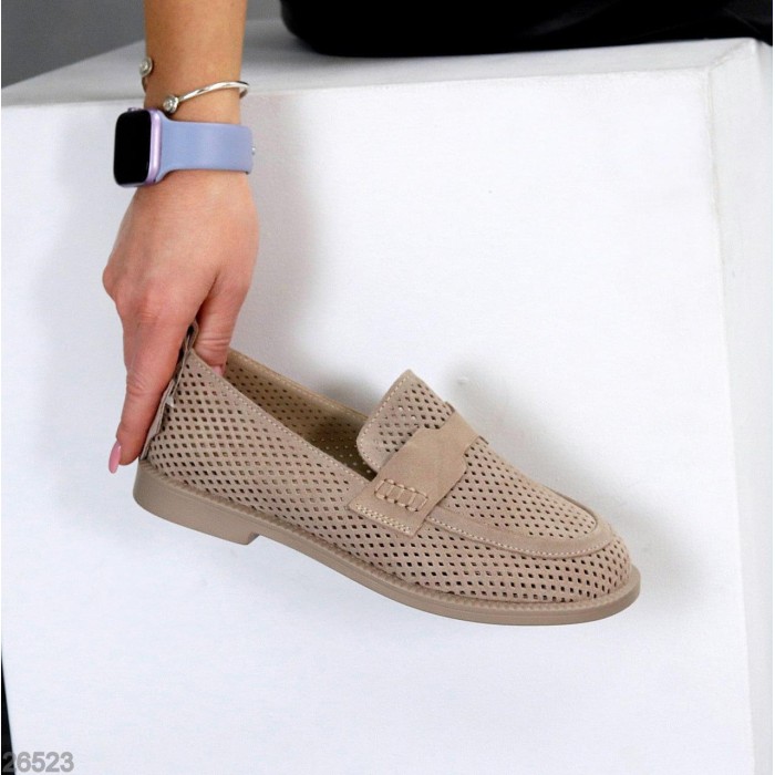 Мокасини жіночі натуральна замша беж 36,37,38,39р