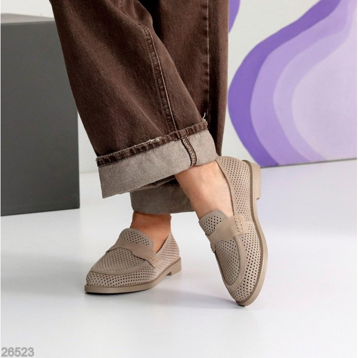 Мокасини жіночі натуральна замша беж 36,37,38,39р