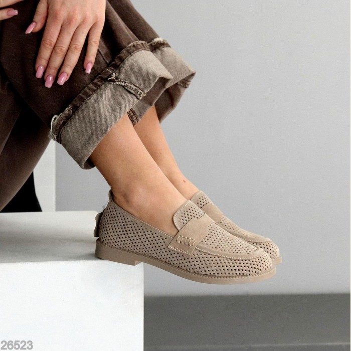 Мокасини жіночі натуральна замша беж 36,37,38,39р