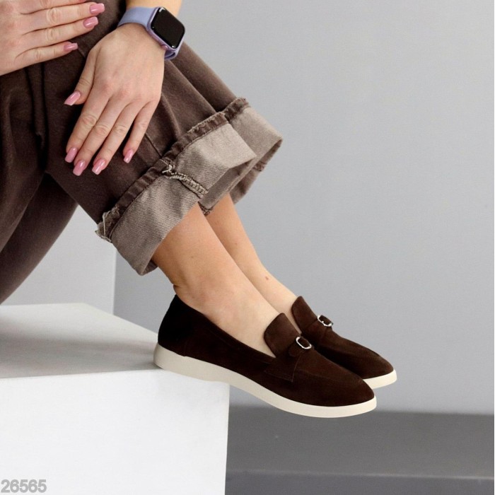 Лофери жіночі натуральна замша колір-шоколад на 37,38,39,40,41р