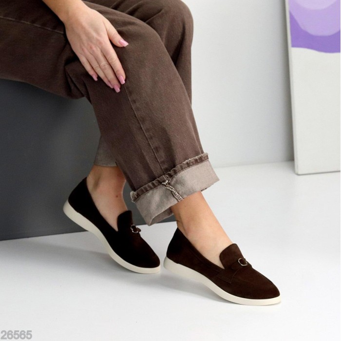 Лофери жіночі натуральна замша колір-шоколад на 37,38,39,40,41р