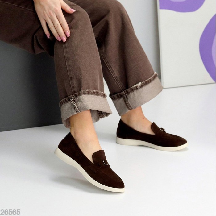 Лофери жіночі натуральна замша колір-шоколад на 37,38,39,40,41р