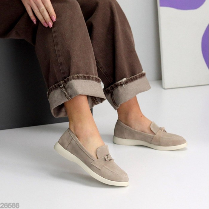 Лофери жіночі натуральна замша беж на 37,38,39,40,41р