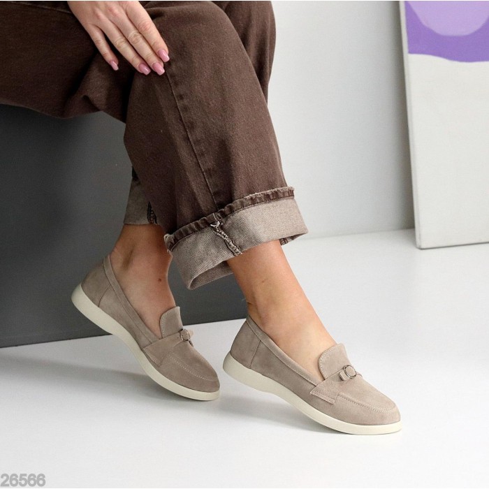 Лофери жіночі натуральна замша беж на 37,38,39,40,41р