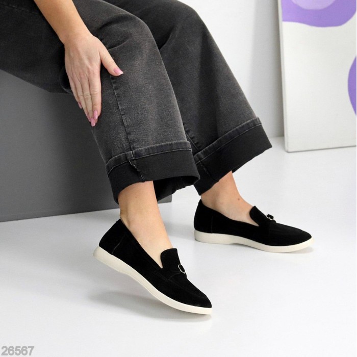 Лофери жіночі натуральна замша чорні на 37,38,39,40,41р