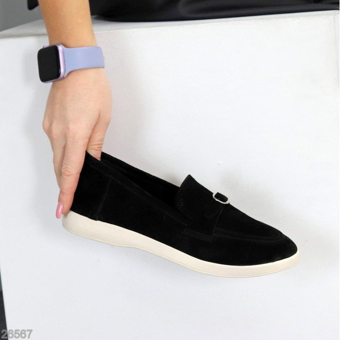 Лофери жіночі натуральна замша чорні на 37,38,39,40,41р