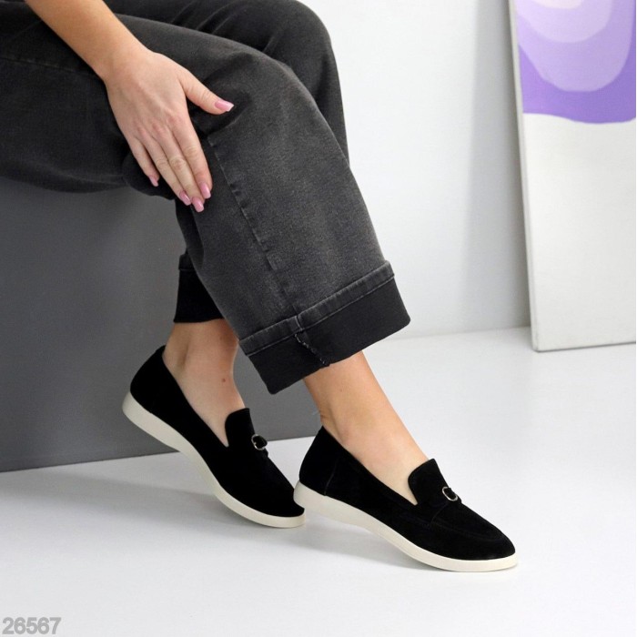 Лофери жіночі натуральна замша чорні на 37,38,39,40,41р