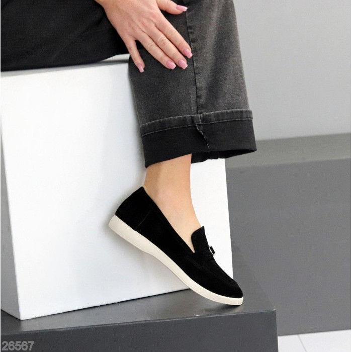 Лофери жіночі натуральна замша чорні на 37,38,39,40,41р