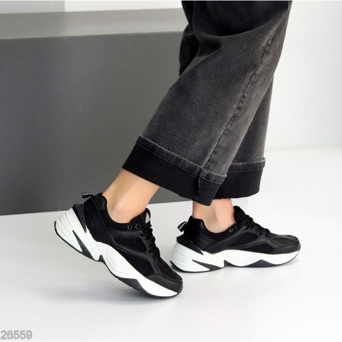 Кросівки жіночі натуральна шкіра/текстиль чорні 36,37,40р