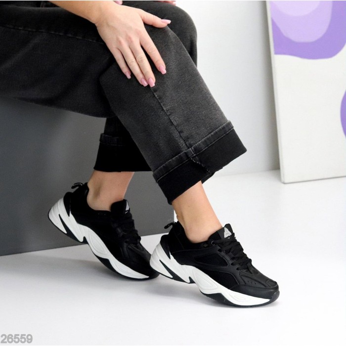 Кросівки жіночі натуральна шкіра/текстиль чорні 36,37,40р