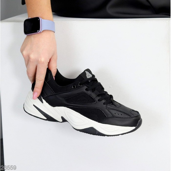 Кросівки жіночі натуральна шкіра/текстиль чорні 36,37,40р