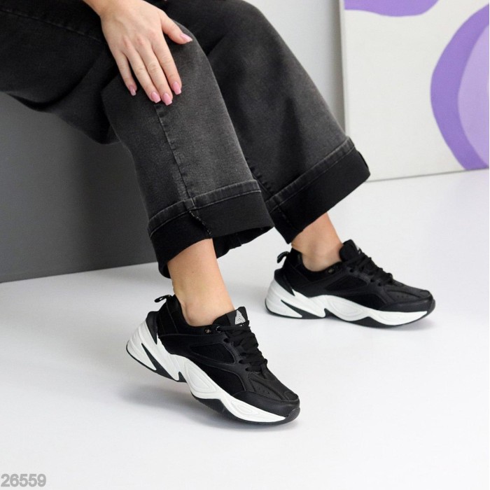 Кросівки жіночі натуральна шкіра/текстиль чорні 36,37,40р