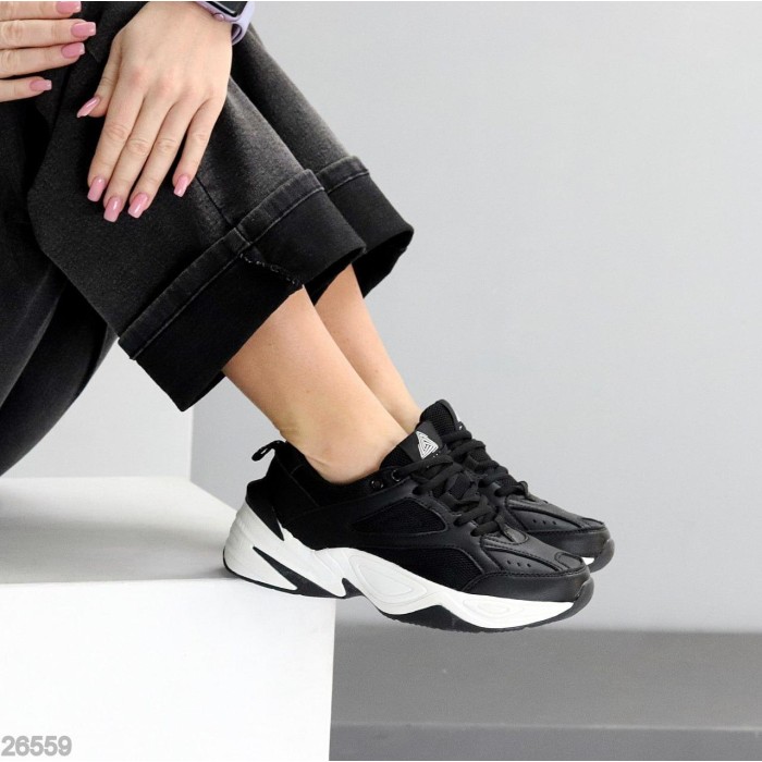 Кросівки жіночі натуральна шкіра/текстиль чорні 36,37,40р