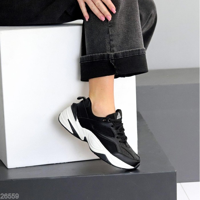 Кросівки жіночі натуральна шкіра/текстиль чорні 36,37,40р