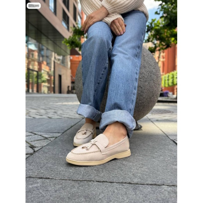 Туфлі/Лофери жіночі колір: беж натуральна замша 36,37,38,39,40,41р