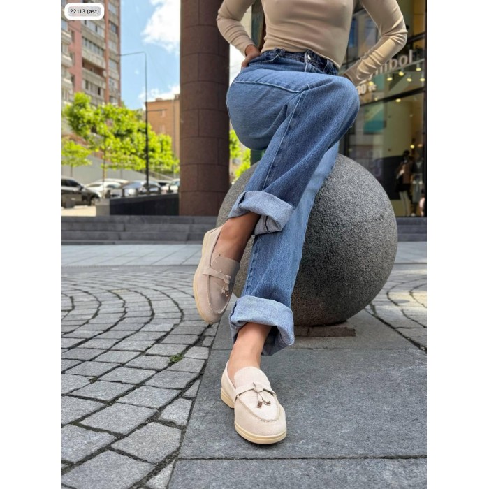 Туфлі/Лофери жіночі колір: беж натуральна замша 36,37,38,39,40,41р