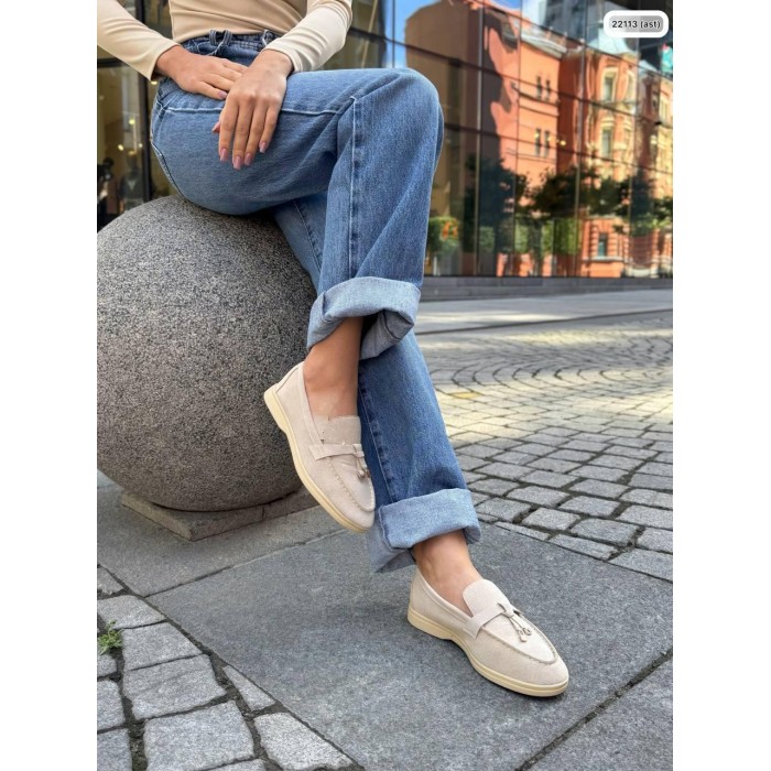 Туфлі/Лофери жіночі колір: беж натуральна замша 36,37,38,39,40,41р