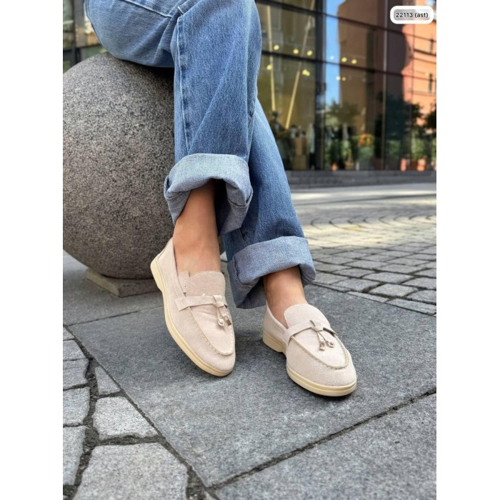 Туфлі/Лофери жіночі колір: беж натуральна замша 36,37,38,39,40,41р