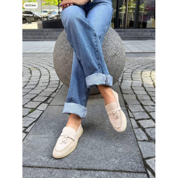 Туфлі/Лофери жіночі колір: беж натуральна замша 36,37,38,39,40,41р