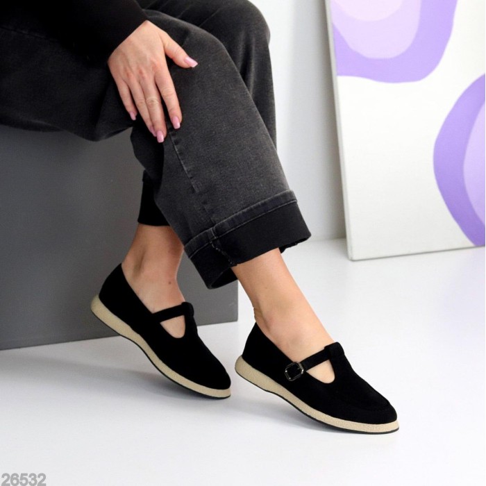 Туфли жіночі екозамша колір чорний 36,37,38,39,40,41р