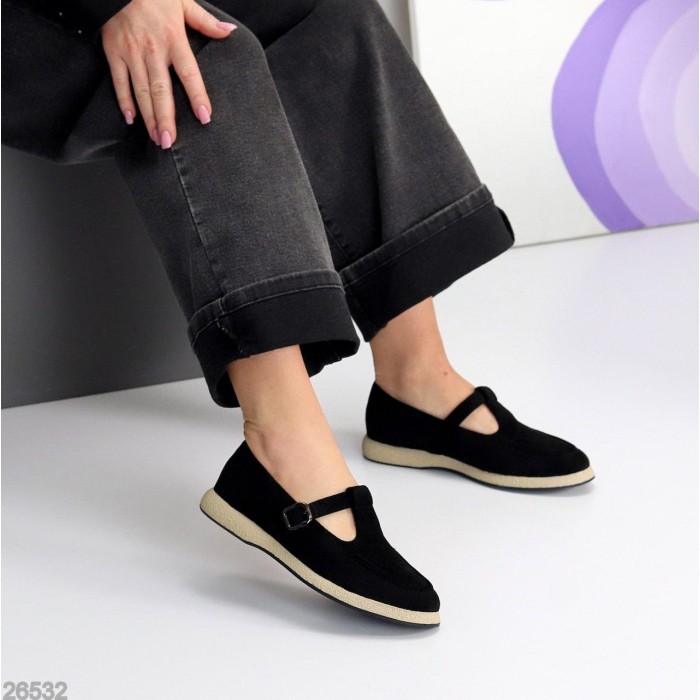 Туфли жіночі екозамша колір чорний 36,37,38,39,40,41р