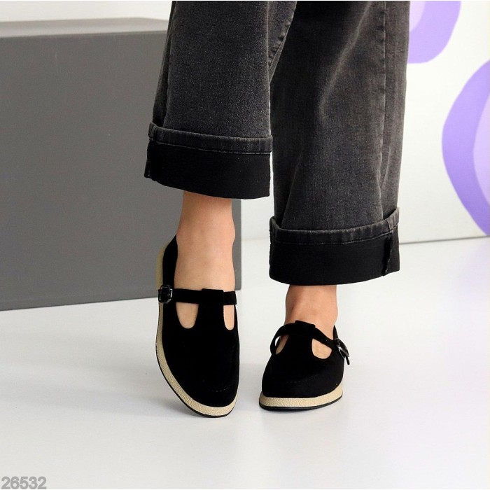 Туфли жіночі екозамша колір чорний 36,37,38,39,40,41р