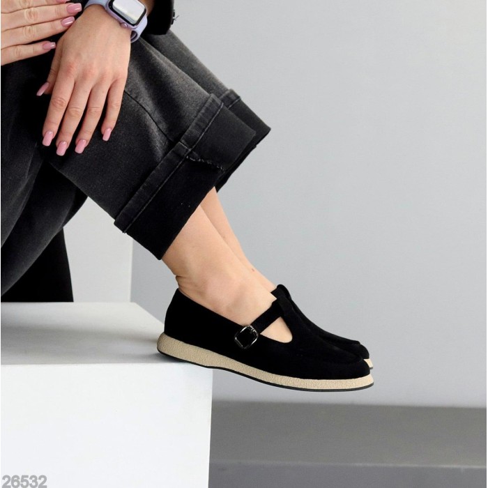 Туфли жіночі екозамша колір чорний 36,37,38,39,40,41р