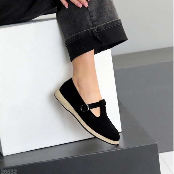 Туфли жіночі екозамша колір чорний 36,37,38,39,40,41р