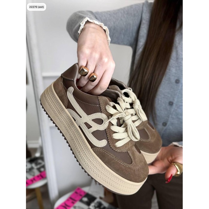 Кеди жіночі натуральна замша/шкіра колір: коричнево-бежеві 36,38,39р.