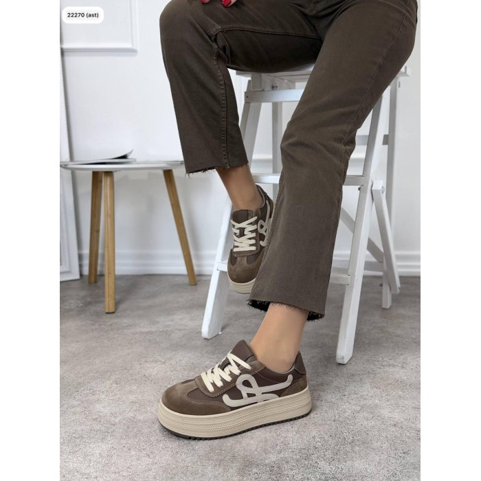 Кеди жіночі натуральна замша/шкіра колір: коричнево-бежеві 36,38,39р.